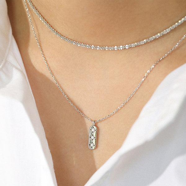 RHX1038 Vertical Cubic Zirconia Bar Necklace
