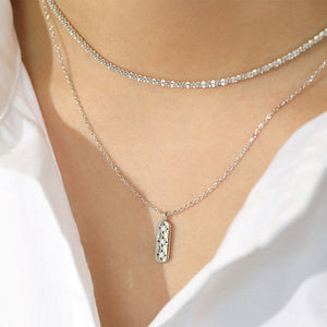 RHX1038 925 Sterling Silver Vertical Cubic Zirconia Bar Necklace