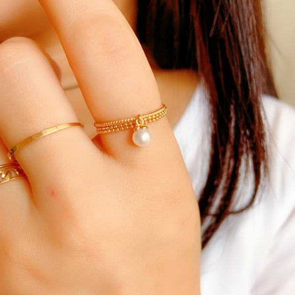 PR0017 925 Sterling Silver Rope Freshwater Pearl Ring