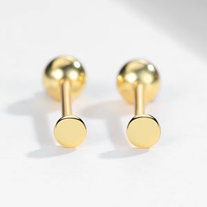 FE0194 925 Sterling Silver button barbell Earrings