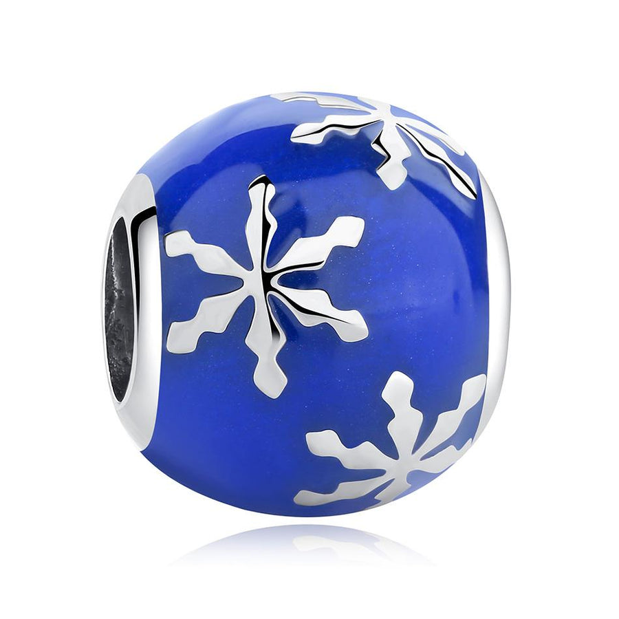 PY1416 925 Sterling Silver Snowflake Charm with Blue Enamel