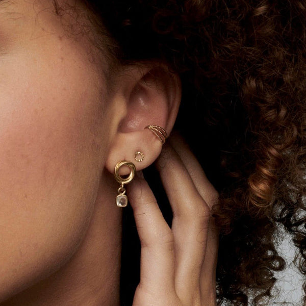 FE1607 925 Sterling Silver Square Stone Dangle Stud Earrings