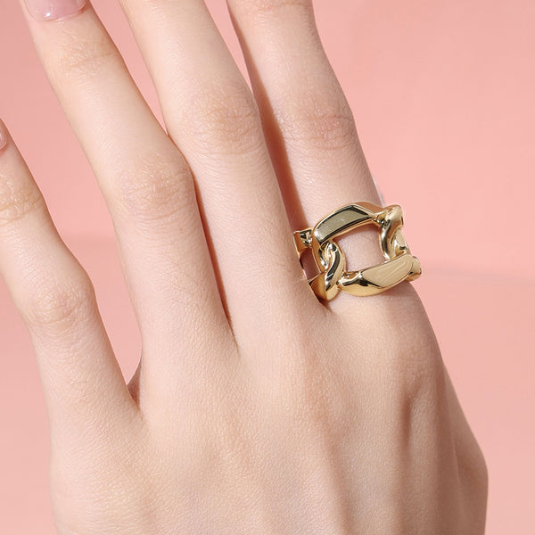 FJ0820 925 Sterling Silver Hollow Chunky Chain Link Women Ring