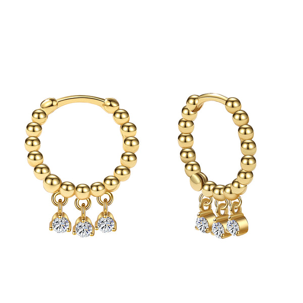YHE0194 925 Sterling Silver Cubic Zirconia Bead Women Earring