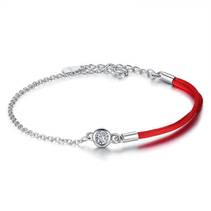 YS1243 925 Sterling Silver & Red Thread Rope Bracelet