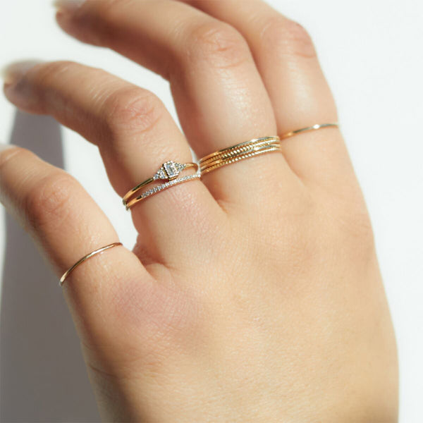 FJ0676 925 Sterling Silver Baguette Cubic Zircon Ring