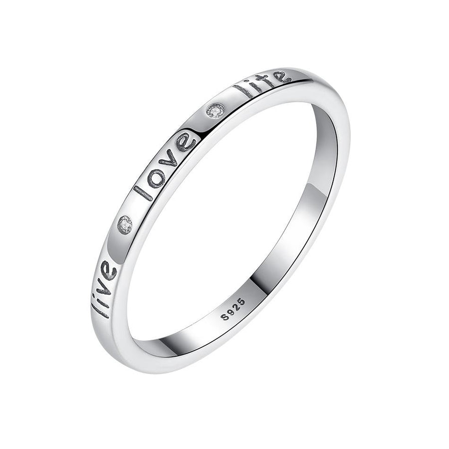 YJ1305 925 Sterling Silver Love Live Life Forever CZ Ring