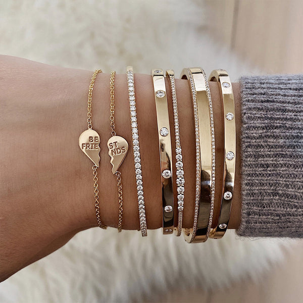 FS0210 925 Sterling Silver Best Friend Heart Bracelet