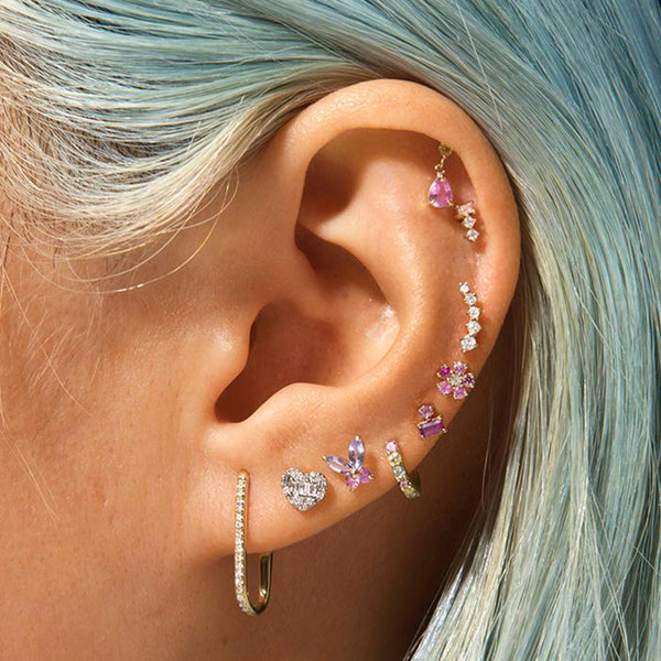 FE1557 925 Sterling Silver Butterfly Cubic Zircon Stud Earrings