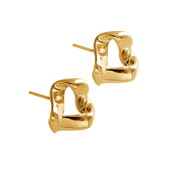 RHE1062 925 Sterling Silver Irregular Heart Women Stud Earring