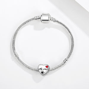 XPPY1094 925 Sterling Silver My Puppy Heart Zirconia Customized Charm