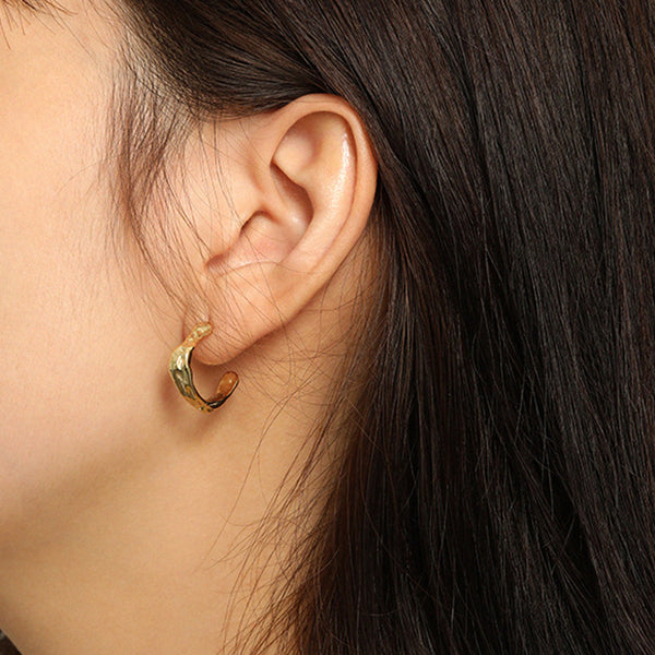 RHE1087 Hammered Simple Women Hoop