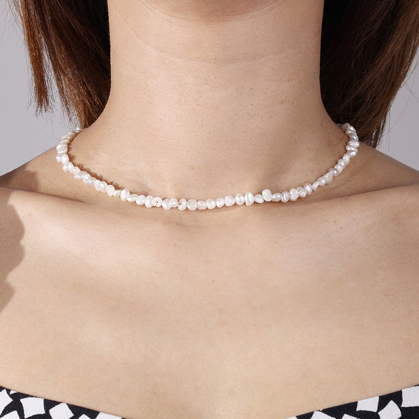 PN0047 925 Sterling Silver 4.5-5mm Freshwater Pearl Pure Women Choker Necklace