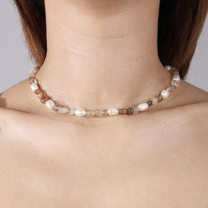 PN0011 925 Sterling Silver Dainty Stone Women Pearl Necklace