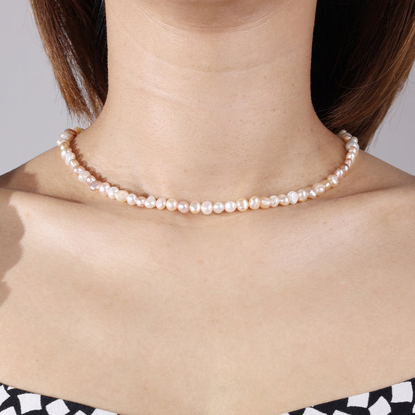 PN0027 925 sterling silver 5-6MM Pink & White Freshwater Pearl Necklace
