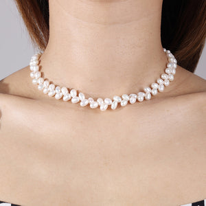PN0053 925 Sterling Silver 5-6MM Freshwater Pearl Women Choker Necklace