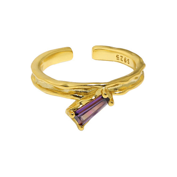 RHJ1130 925 Sterling Silver Irregular Cubic Zirconia Open Ring