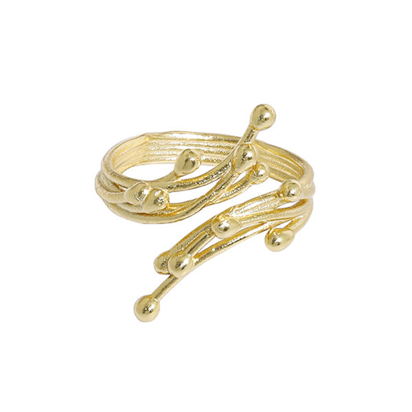 RHJ1103 925 Sterling Silver Flowing Textured Open Ring