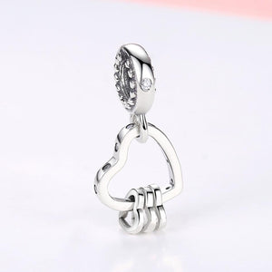 PY1768 925 Sterling Silver Heart Highlights Dangle Charm