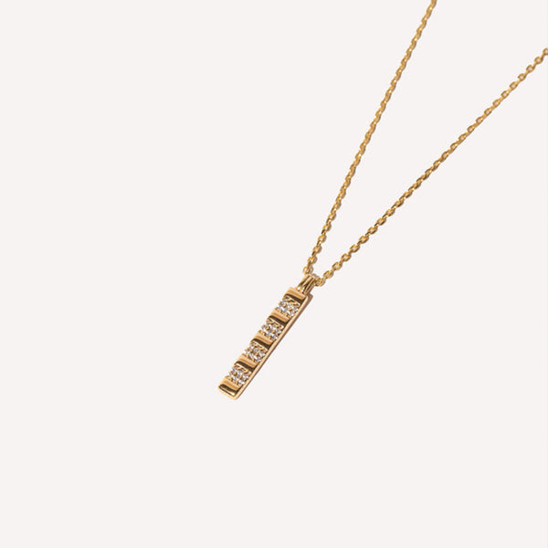 FX0921 925 Sterling Silver Vertical Bar Zirconia Necklace