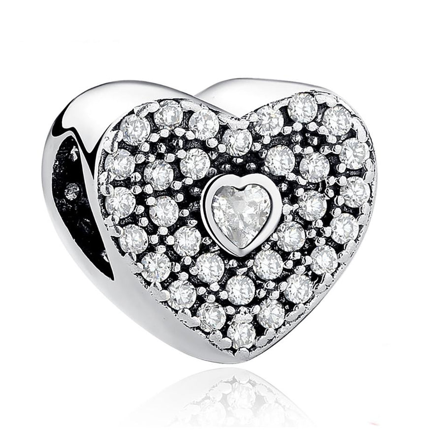 PY1012 925 Sterling Silver Gold-Color&Silver Heart Charm