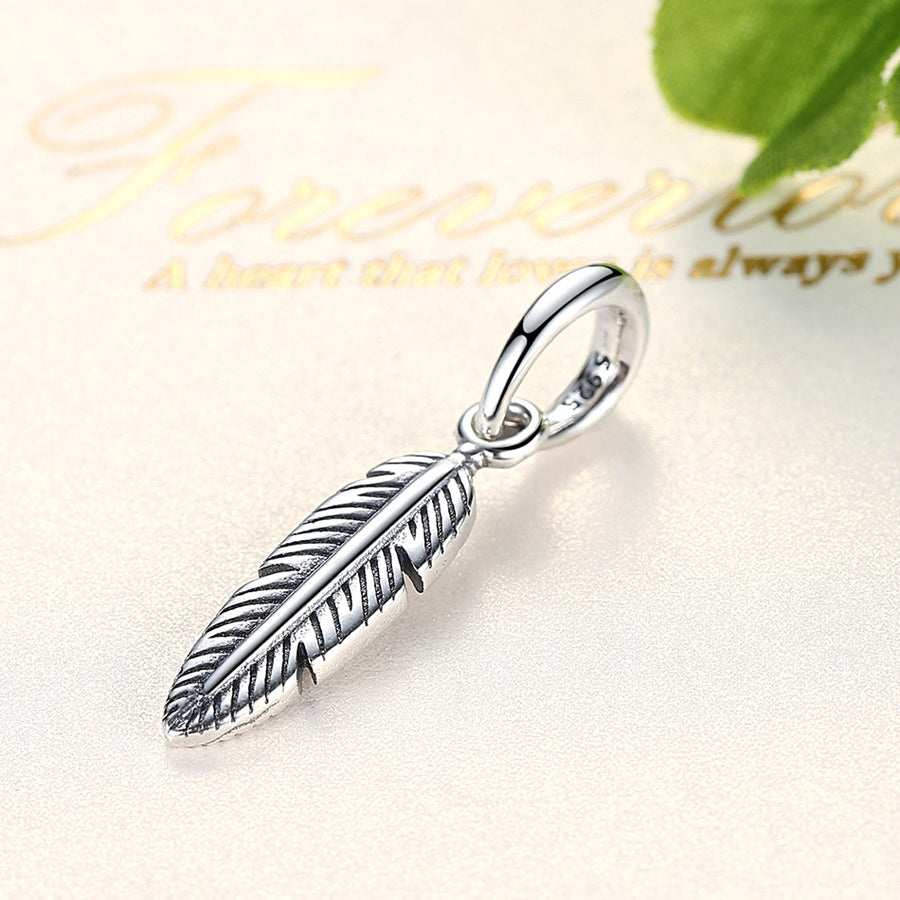 PY1721 925 Sterling Silver Feather Pendant Charms