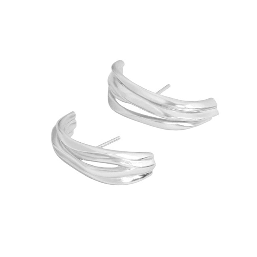 RHE1088 925 Sterling Silver Triple Band Earrings For Girls