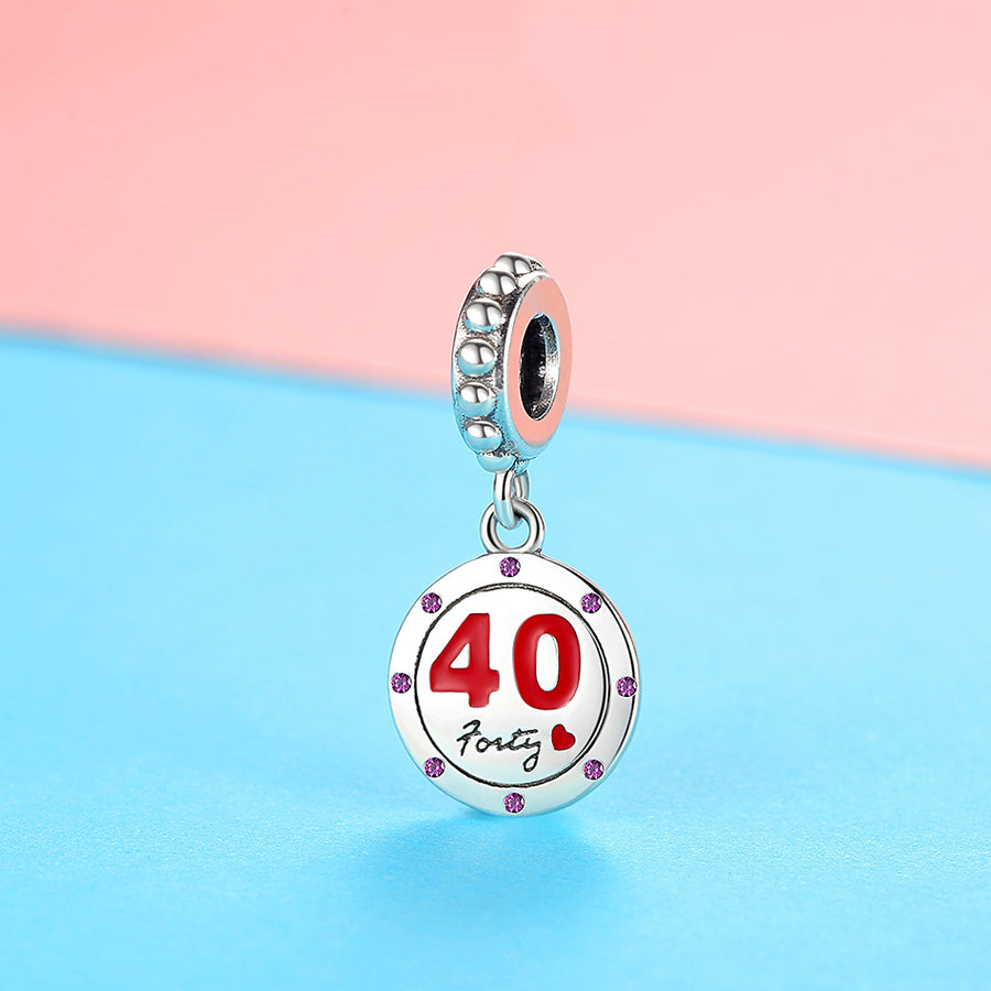 PY1836 925 Sterling Silver 40 Years Old Memento Charm