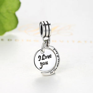 PY1455 925 Sterling Silver I Love You to the Moon&Back Charm