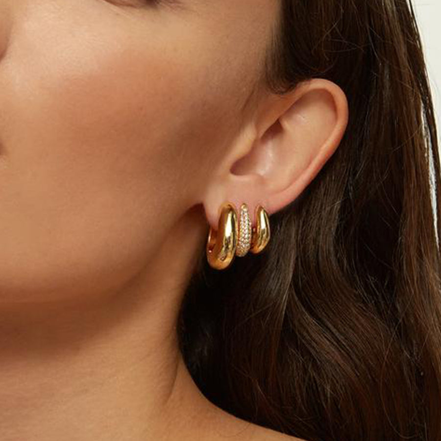 FE1610 925 Sterling Silver Belle Gold Hoop Earrings