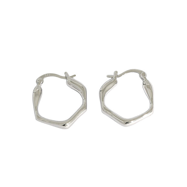 RHE1097 925 Sterling Silver Irregular Geometry Hoop For Daily