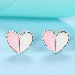 YE3199 925 Sterling Silver First Love Heart Stud Earrings