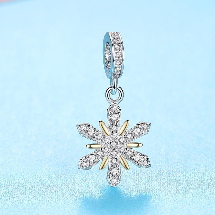 PY1766 925 Sterling Silver Brilliant Snowflake Dangle Charm