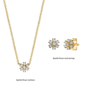 FX0455 925 Sterling Silver Sparkle Flower Necklace