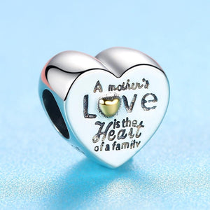 PY1791 925 Sterling Silver For Mother Love Heart Charm