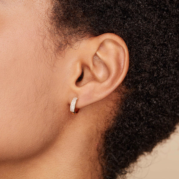 FE1196 925 Sterling Silver Pave Zircon Hoop Earrings