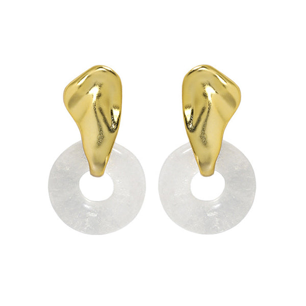 RHE1104 925 Sterling Silver Minimalist White Crystal Irregular Stud Earring