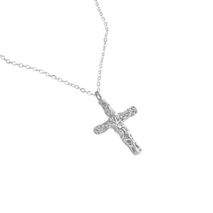 RHX1028 Hammered Cross Pendant Necklace