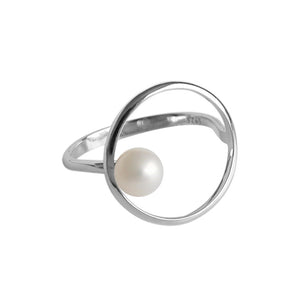 RHJ1107 925 Sterling Silver Pearl Geometry Women Ring