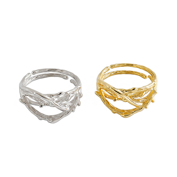 RHJ1131 925 Sterling Silver Irregular Texture Open Ring