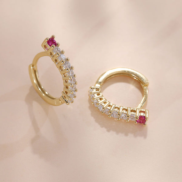 YHE0299 925 Sterling Silver Sparkle CZ Minimalist Women Hoop Earring
