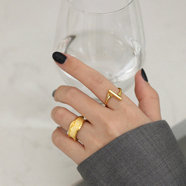 RHJ1112 925 Sterling Silver Irregular Shape Open Ring