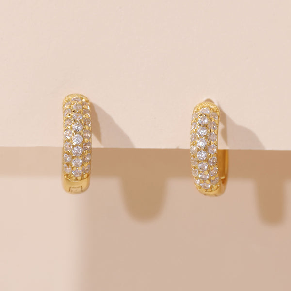 YHE0342 925 Sterling Silver Sparkle Cubic Zirconia Huggies Earring