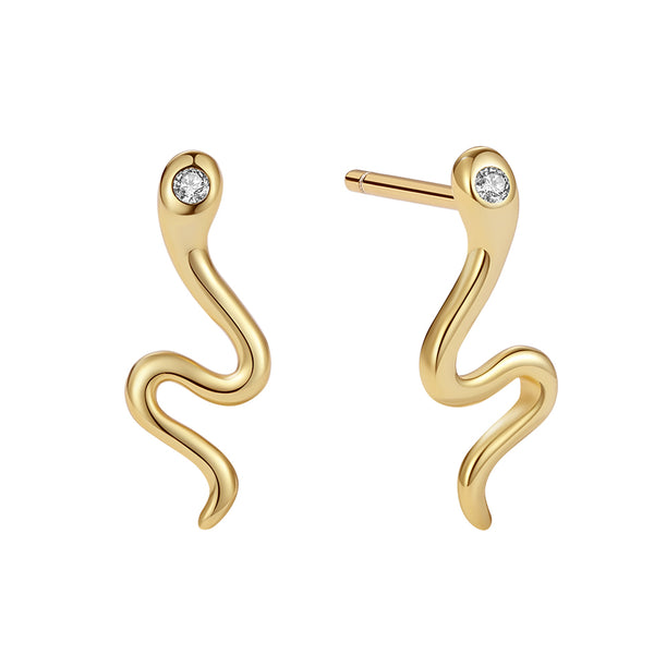 YHE0181 925 Sterling Silver Wiggly Snake Women Stud Earring