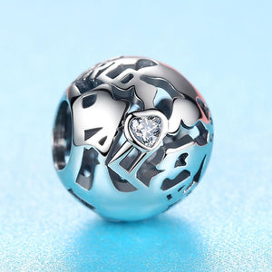 PY1790 925 Sterling Silver The Globe World Charm Bead
