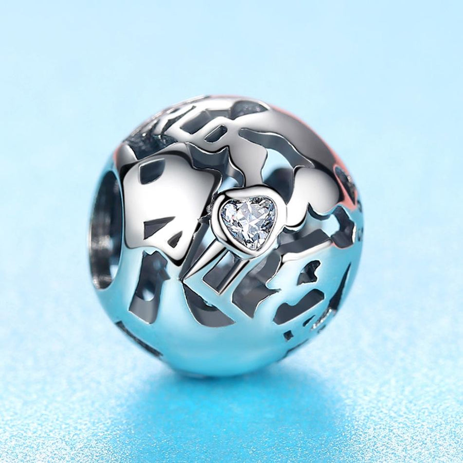 PY1790 925 Sterling Silver The Globe World Charm Bead