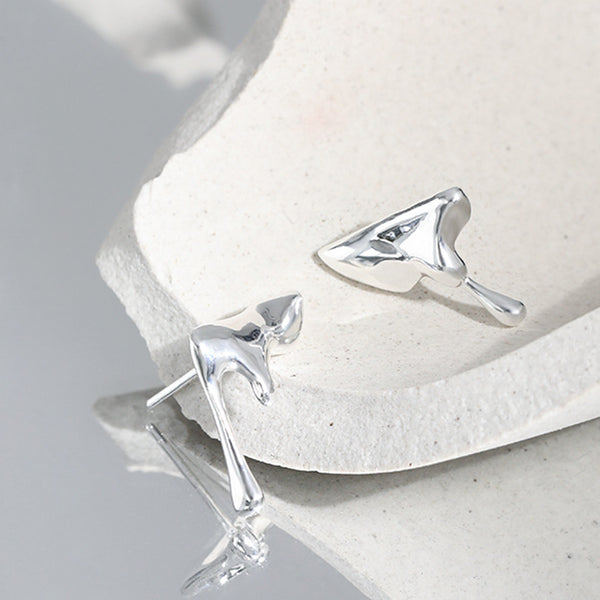 RHE1084 925 Sterling Silver Lava Irregular Stud Earring