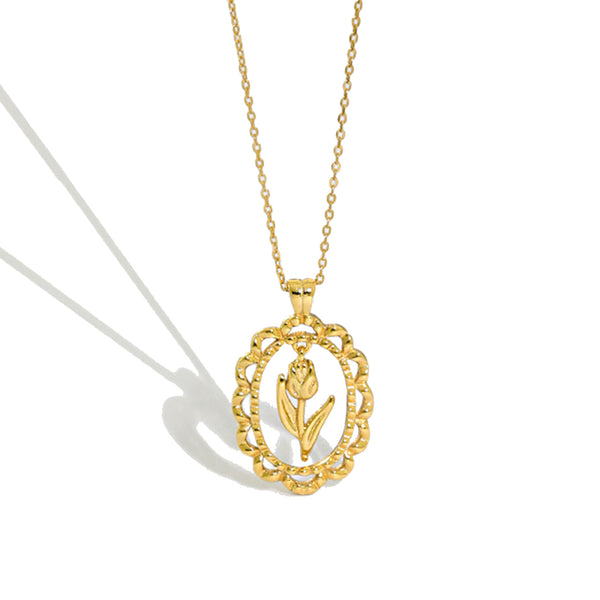 RHX1031 Hollow Rose Flower Women Necklace For Daily