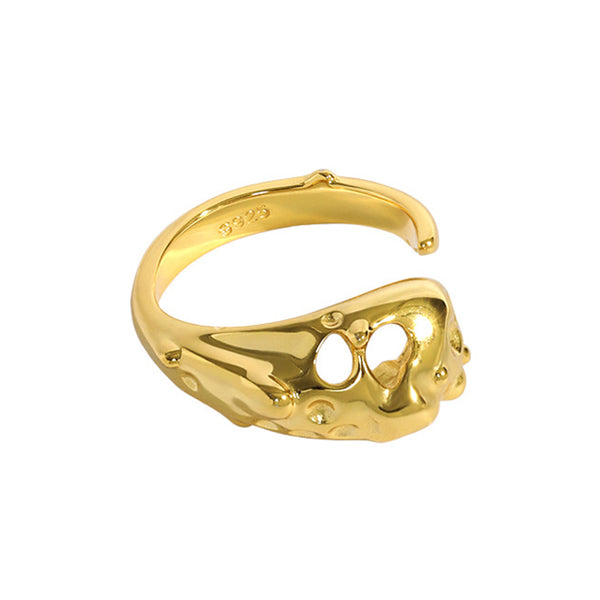 RHJ1113 925 Sterling Silver Simple Irregular Women Open Ring