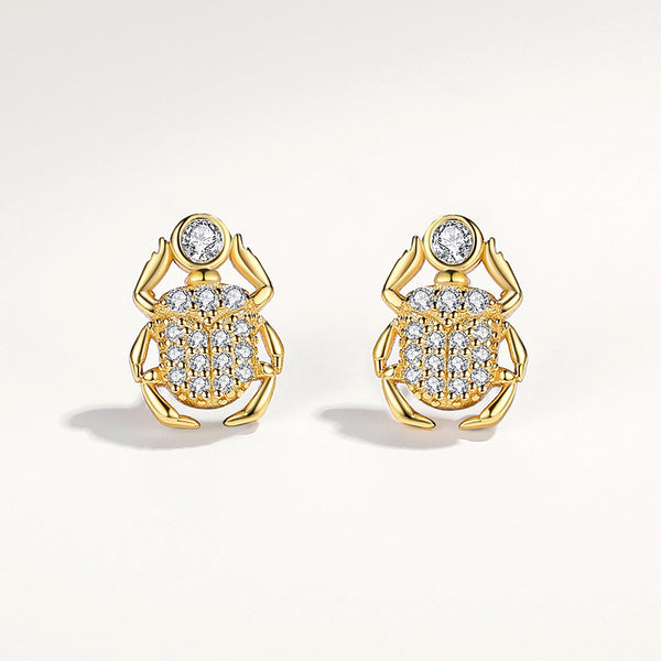 FE1886 925 Sterling Silver Scarab Mini Stud Earring